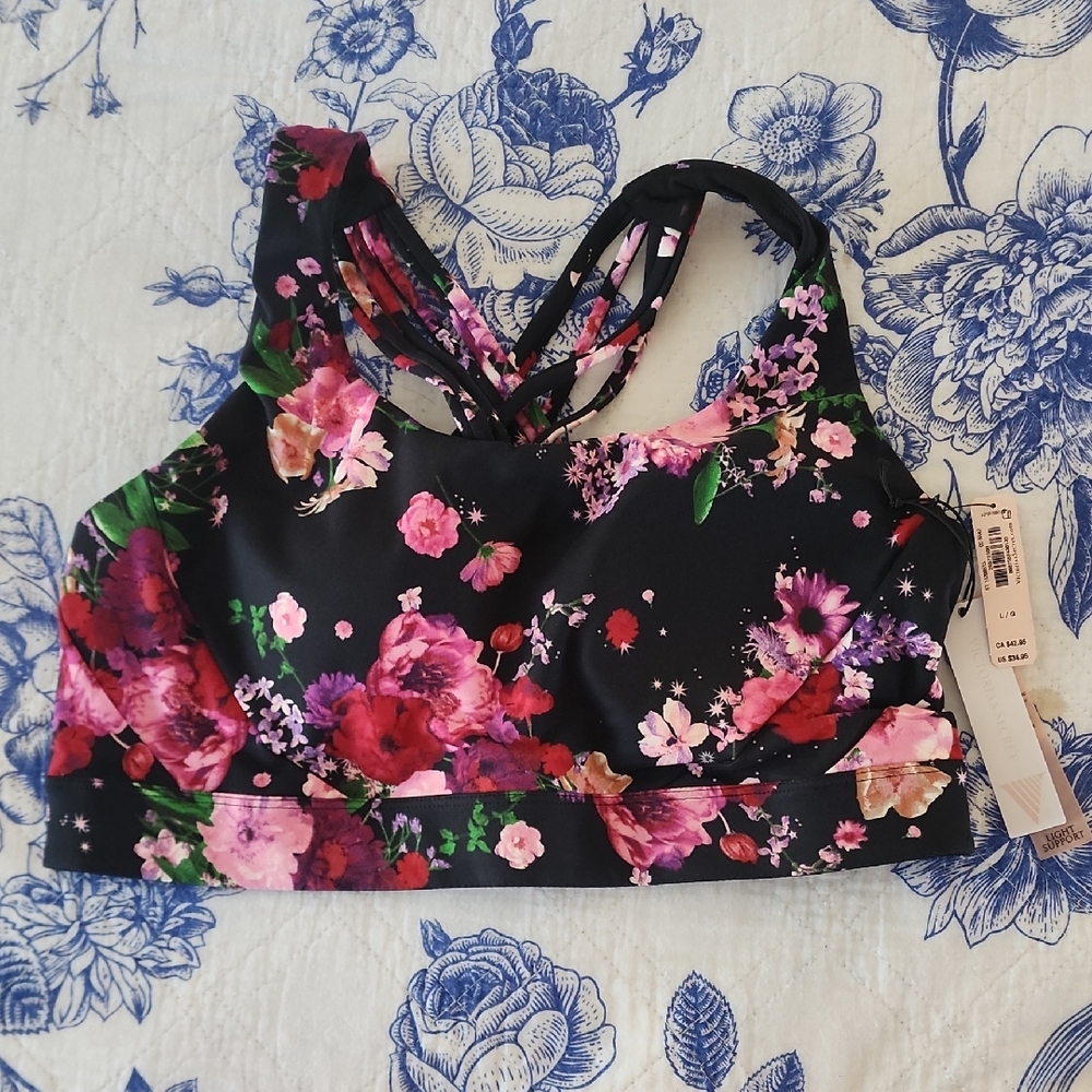 Victorias Secret ON POINT Essential Strappy Support Sport Bra Floral Multiple Sz